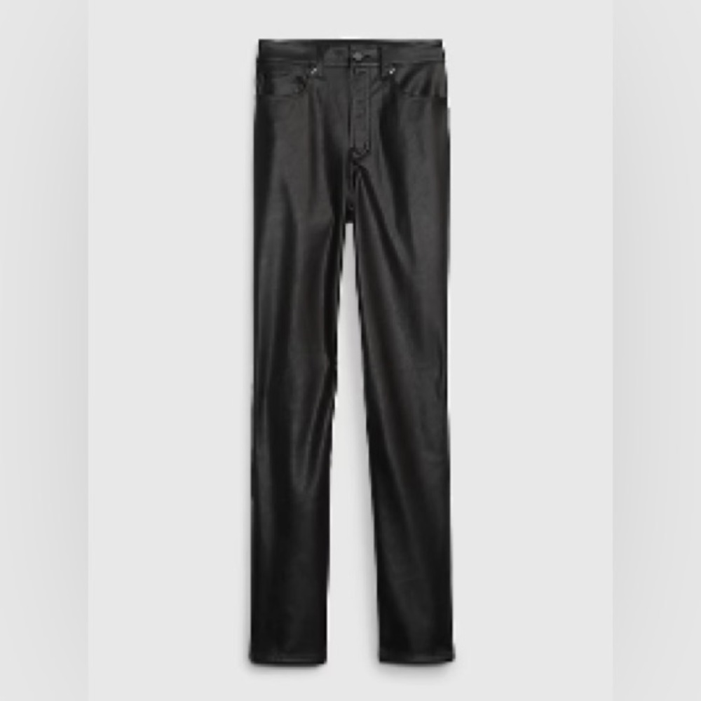 Gap Vintage High Rise Slim Leather Pants Women 12 Regular Black Soft Cigarette